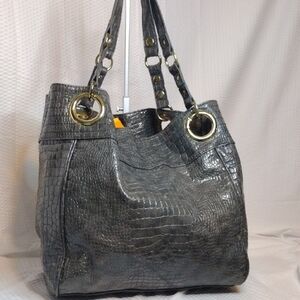 Steve Madden Gray Croc-Embossed Tote